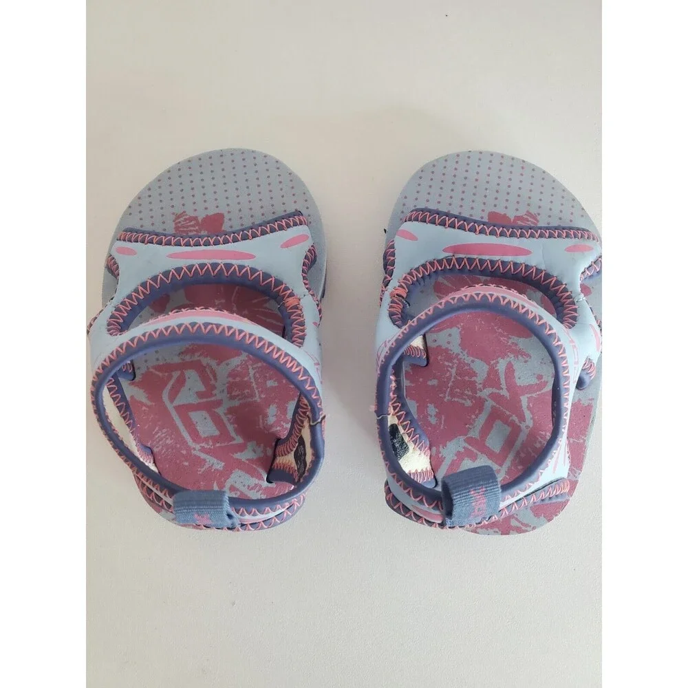 RBX Infant Sz 2 Girls Water Sandals Open Toe Summer Shoe Baby Floral Blue Pink